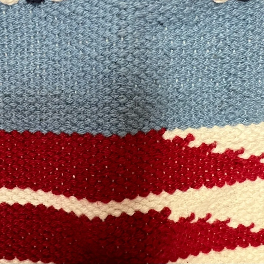 Newport Patriotic - Red, White & Blue - Cotton Pillow Cover with Tassels 19”X14”